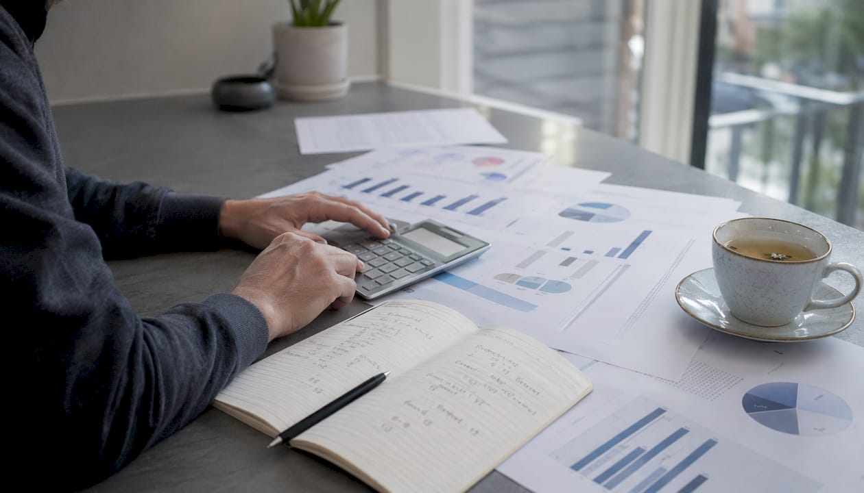 Close-up of hands calculating ADU cap rate impact