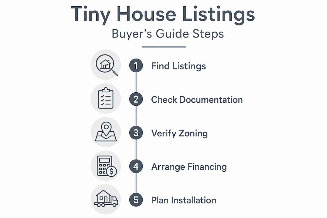 Infographic summarizing tiny house buying steps