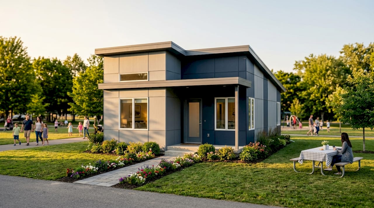 Flex House modular home backyard exterior