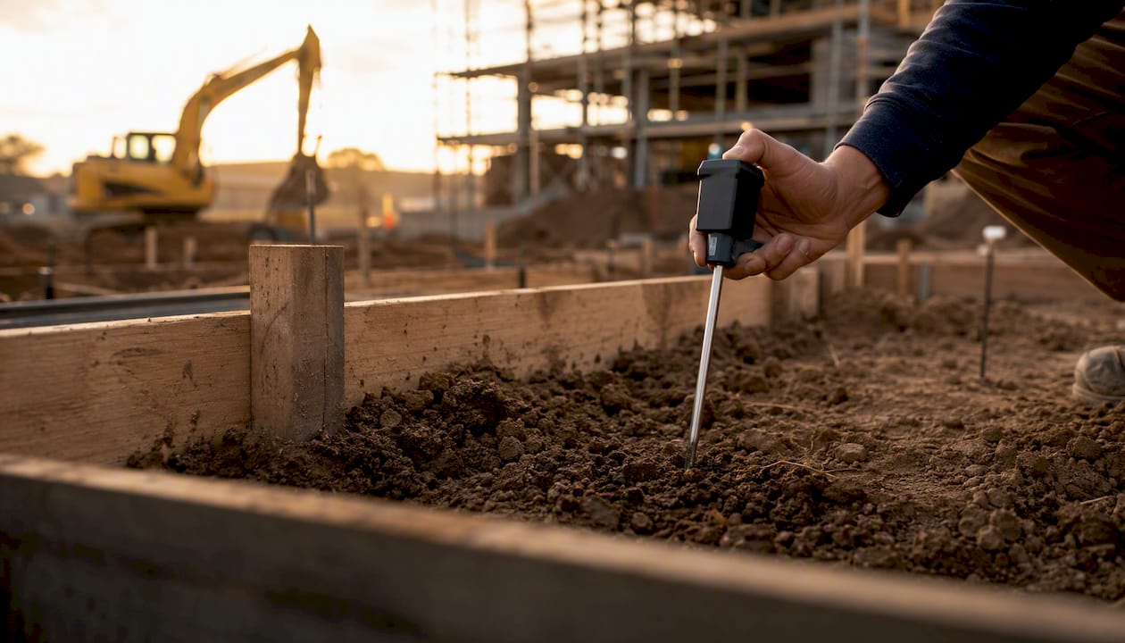 Foundation excavation with soil probe