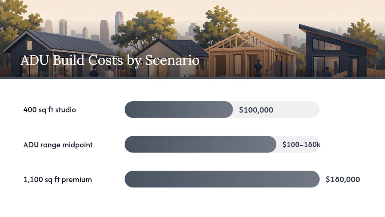 Comparison chart of Texas ADU build costs
