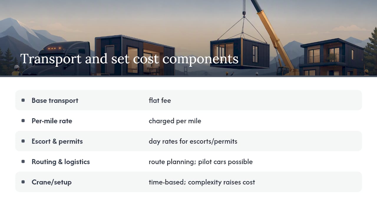 Breakdown of modular home delivery cost components