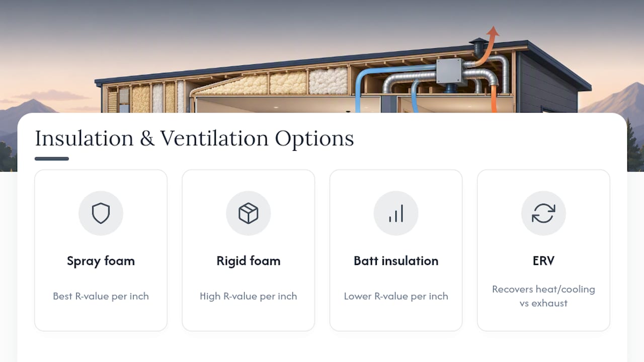 Comparison of insulation and ventilation types in prefab ADUs