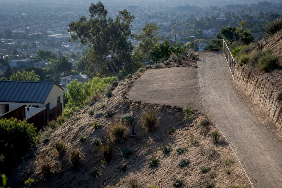 Hillside lot with fire access and defensible space